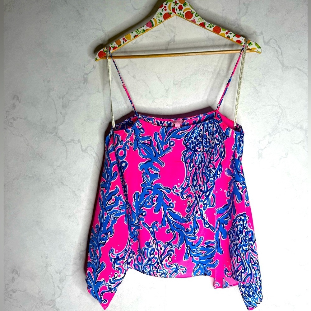 Lilly Pulitzer pink tropical print silk tank